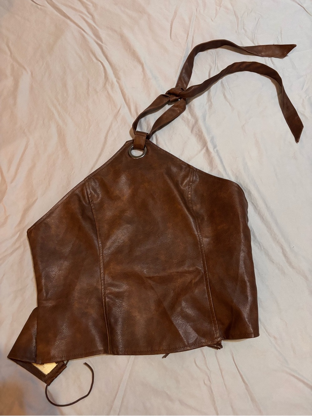 Brown Leather Halter Crossbody Bag